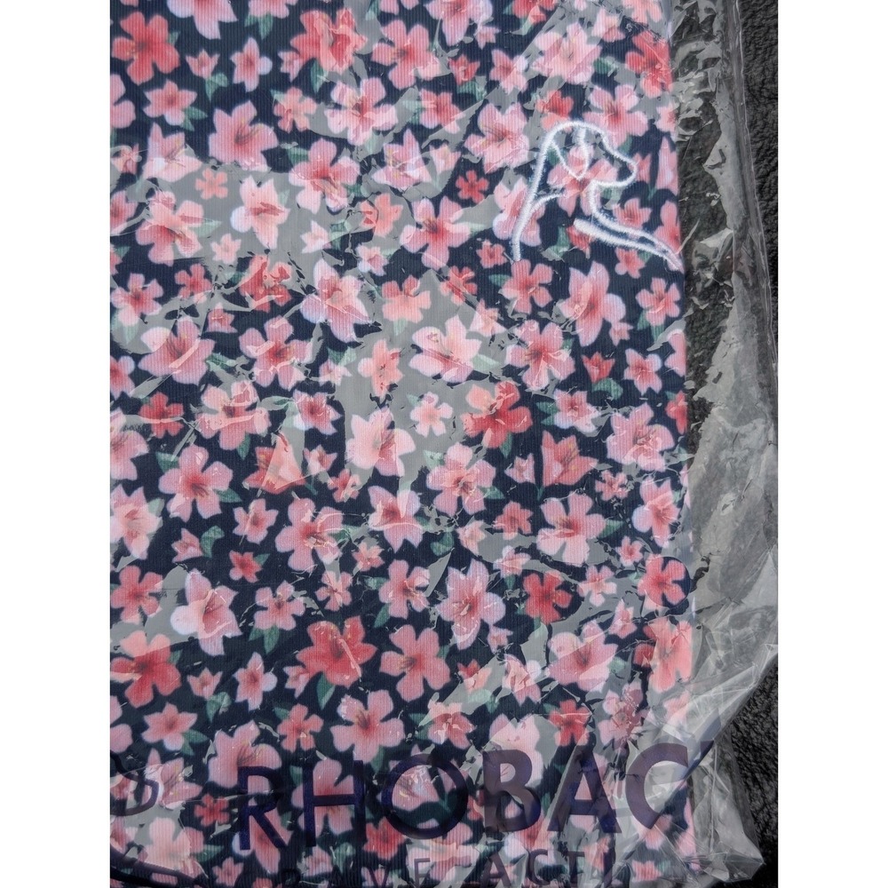 NWT Rhoback Mens L The Azalea 2.0 Performance Q-Zip Navy Pink Floral MSRP $138 - Picture 2 of 2